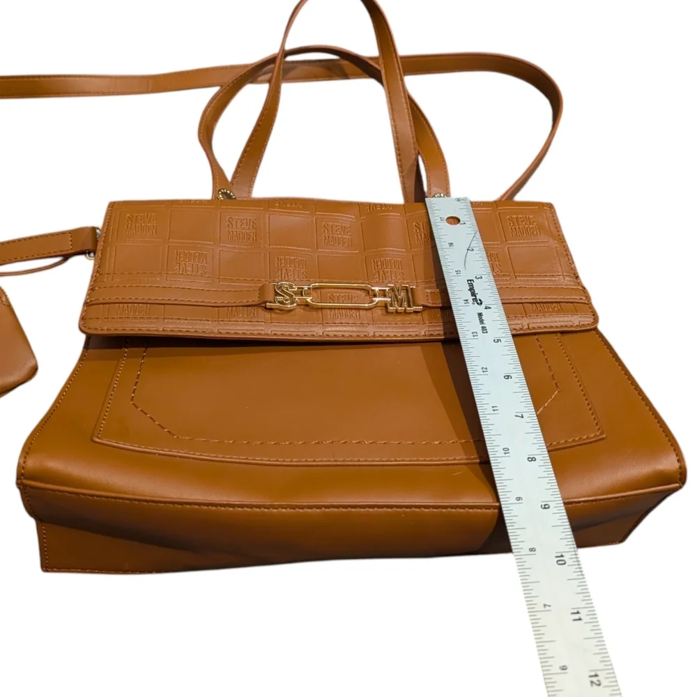 Steve Madden BWinona Crossbody Satchel in‎ Cognac With Detachable Coin Purse